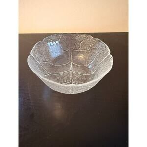 1970s Arcoroc France Aspen Leaf design 5” Glass Dessert Berry Bowls